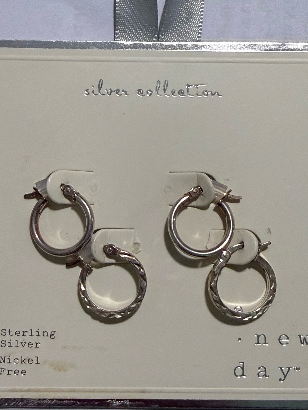 Target New Day Silver Double Hoop Earrings, NWT